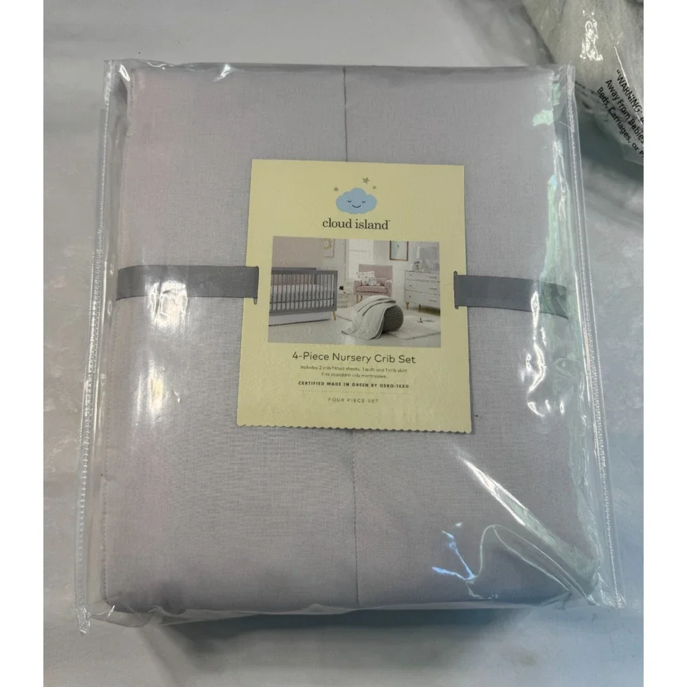 Cloud Island Crib Bedding Set Gray 4pc NWT